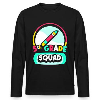 Équipe de 5e année École de cinquième année - T-shirt manches longues Premium bio Homme - noir - Devant - Nico (187cm)