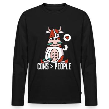 Cows > people Cow Dairy cow Farm Animals - Men's Premium Organic Long Sleeve Shirt - black - Front - Nico (187cm)