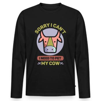 Je n’ai pas besoin de caresser mes vaches - T-shirt manches longues Premium bio Homme - noir - Devant - Nico (187cm)