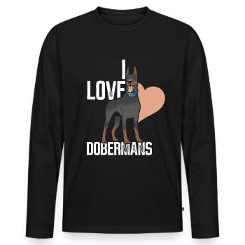 J’aime les dobermans doberman chiens doberman - T-shirt manches longues Premium bio Homme - noir - Devant - Nico (187cm)