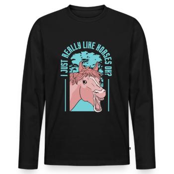 I just like horses very much rider riding horse - Men's Premium Organic Long Sleeve Shirt - black - Front - Nico (187cm)