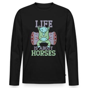 Das Leben Besteht Aus Pferden Pferd Reiten - Männer Premium Bio Langarmshirt - Schwarz - Vorne - Nico (187cm)