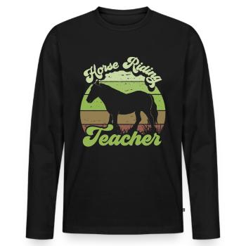 Moniteur d’équitation Cours d’équitation Équitation - T-shirt manches longues Premium bio Homme - noir - Devant - Nico (187cm)