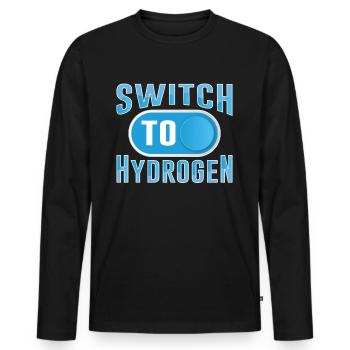 Passer à l’hydrogène énergie hydrogène - T-shirt manches longues Premium bio Homme - noir - Devant - Nico (187cm)
