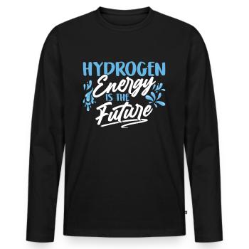 L’énergie de l’hydrogène est l’avenir L’hydrogène - T-shirt manches longues Premium bio Homme - noir - Devant - Nico (187cm)
