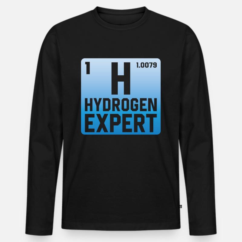 Hydrogen Expert Wasserstoff Energie Element - Männer Premium Bio Langarmshirt - Schwarz