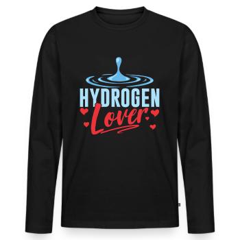 Amateur d’hydrogène Élément énergétique Hydrogène - T-shirt manches longues Premium bio Homme - noir - Devant - Nico (187cm)