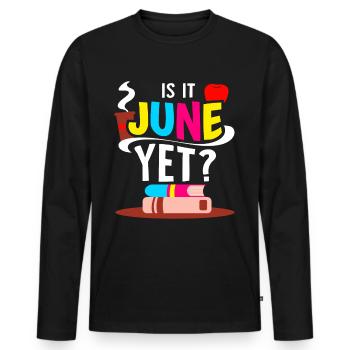 C’est déjà juin Rentrée Rentrée Rentrée - T-shirt manches longues Premium bio Homme - noir - Devant - Nico (187cm)