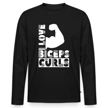 J’aime biceps boucles dictons biceps muscles - T-shirt manches longues Premium bio Homme - noir - Devant - Nico (187cm)
