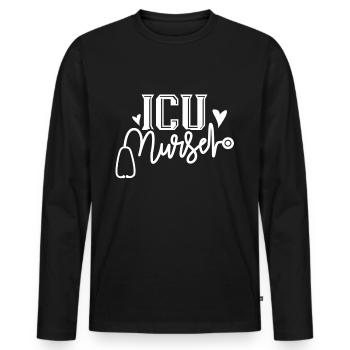 Infirmière en soins intensifs Soins intensifs - T-shirt manches longues Premium bio Homme - noir - Devant - Nico (187cm)