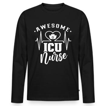 Grande infirmière en soins intensifs Soins intensifs - T-shirt manches longues Premium bio Homme - noir - Devant - Nico (187cm)