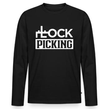 Crochetage de serrure Crochetage de serrure Cracker Crack - T-shirt manches longues Premium bio Homme - noir - Devant - Nico (187cm)
