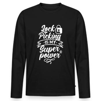 Le crochetage de serrure est ma serrure de craquage superpuissante - T-shirt manches longues Premium bio Homme - noir - Devant - Nico (187cm)