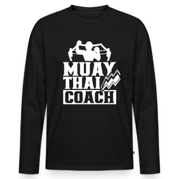 Muay Thai Trainer Kampf Kampfsport Kämpfer - Männer Premium Bio Langarmshirt - Schwarz - Vorne - Nico (187cm)