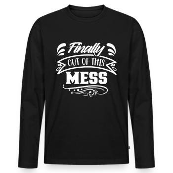Enfin sortis du pétrin les retraités - T-shirt manches longues Premium bio Homme - noir - Devant - Nico (187cm)