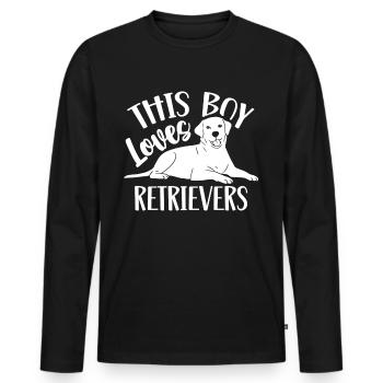 This Boy Loves Retriever Dog Retrievers - Men's Premium Organic Long Sleeve Shirt - black - Front - Nico (187cm)