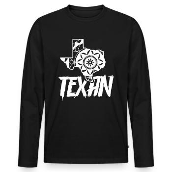 Dictons texans fiers Texas Texan - T-shirt manches longues Premium bio Homme - noir - Devant - Nico (187cm)