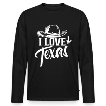 J’aime le Texas Fier Texan Dictons Texan - T-shirt manches longues Premium bio Homme - noir - Devant - Nico (187cm)