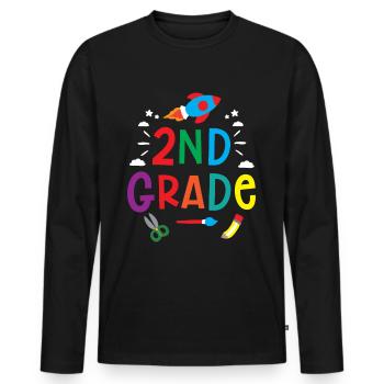 École secondaire Élèves de deuxième année Enseignants - T-shirt manches longues Premium bio Homme - noir - Devant - Nico (187cm)