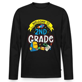 Welcome to Second Class Second Class - Men's Premium Organic Long Sleeve Shirt - black - Front - Nico (187cm)