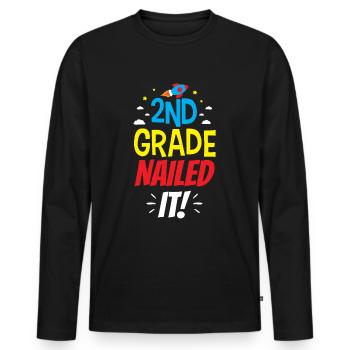 Second Class Direct Hit Teacher Second Grader - Men's Premium Organic Long Sleeve Shirt - black - Front - Nico (187cm)