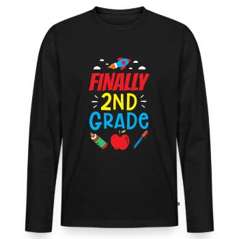 Finally Second Class School Second Grader Teacher - Men's Premium Organic Long Sleeve Shirt - black - Front - Nico (187cm)