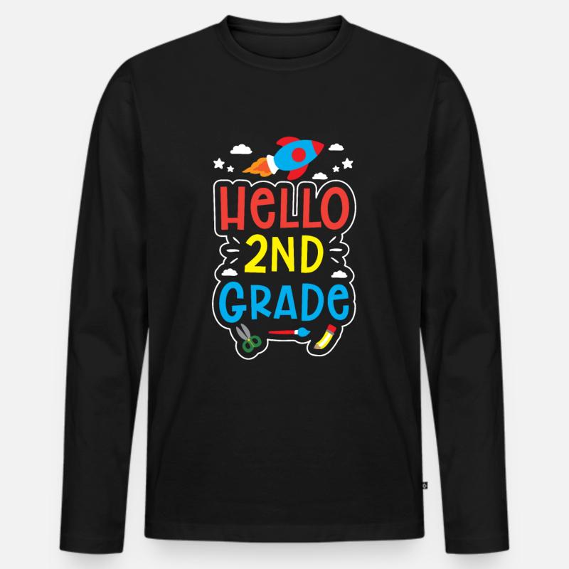 Hello 2nd Class Second Class Second Grader Men's Premium Organic Long Sleeve Shirt