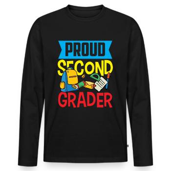 Proud Second Grader Second Class Teacher School - Men's Premium Organic Long Sleeve Shirt - black - Front - Nico (187cm)