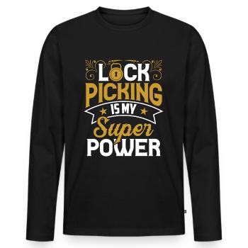 Le crochetage de serrure est mon superpouvoir Le crochetage de serrure - T-shirt manches longues Premium bio Homme - noir - Devant - Nico (187cm)
