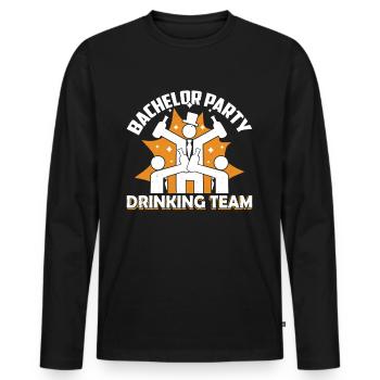 Enterrement de vie de garçon Équipe de consommation d’alcool Bride - T-shirt manches longues Premium bio Homme - noir - Devant - Nico (187cm)