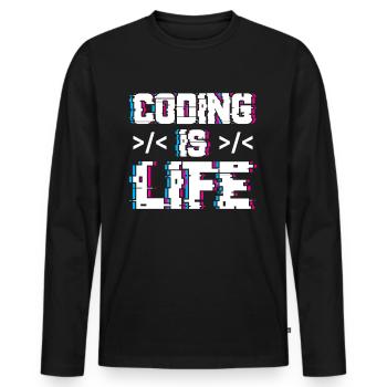 Coding is Life Programmer Coder Code - Men's Premium Organic Long Sleeve Shirt - black - Front - Nico (187cm)