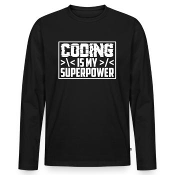 Coding Ist Meine Superkraft Programmierer Coder - Männer Premium Bio Langarmshirt - Schwarz - Vorne - Nico (187cm)