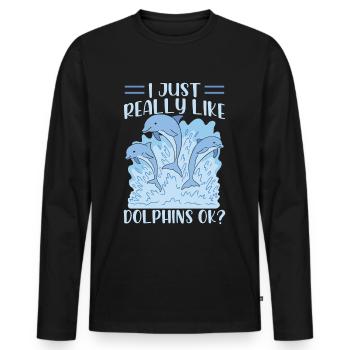 I like dolphins just very much dolphin dolphins - Men's Premium Organic Long Sleeve Shirt - black - Front - Nico (187cm)