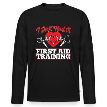 Ich Hatte Gerade Einen Erste Hilfe Kurs Lehrer - Männer Premium Bio Langarmshirt - Schwarz - Vorne - Nico (187cm)