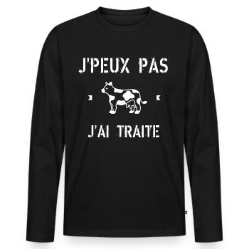 J Peux Pas J ai Traite - T-shirt manches longues Premium bio Homme - noir - Devant - Nico (187cm)