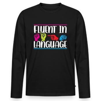 Fließend In Gebärdensprache Awareness Gebärden - Männer Premium Bio Langarmshirt - Schwarz - Vorne - Nico (187cm)