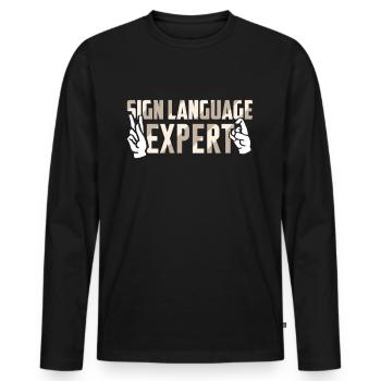 Gebärdensprache Experte Gestik Gebärden Awareness - Männer Premium Bio Langarmshirt - Schwarz - Vorne - Nico (187cm)