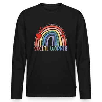 Travailleur social Travail social Profession de travailleur social - T-shirt manches longues Premium bio Homme - noir - Devant - Nico (187cm)