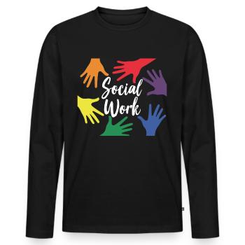 Travail social Travail social Profession de travailleur social - T-shirt manches longues Premium bio Homme - noir - Devant - Nico (187cm)