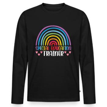 Formateur en éducation spécialisée Enseignant Éducation spécialisée - T-shirt manches longues Premium bio Homme - noir - Devant - Nico (187cm)