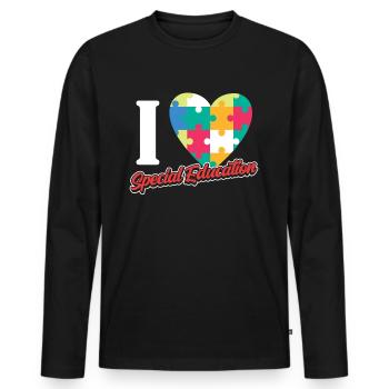 J’aime les enseignants en éducation spécialisée Éducation spécialisée - T-shirt manches longues Premium bio Homme - noir - Devant - Nico (187cm)