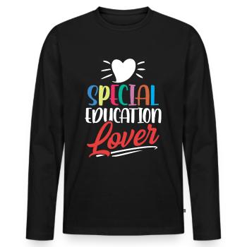 Amoureux de l’éducation spécialisée Enseignants en éducation spécialisée - T-shirt manches longues Premium bio Homme - noir - Devant - Nico (187cm)