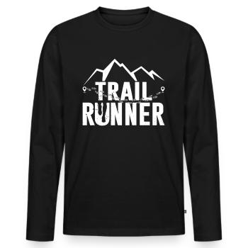 Trail Runner Trail Running Race - Men's Premium Organic Long Sleeve Shirt - black - Front - Nico (187cm)