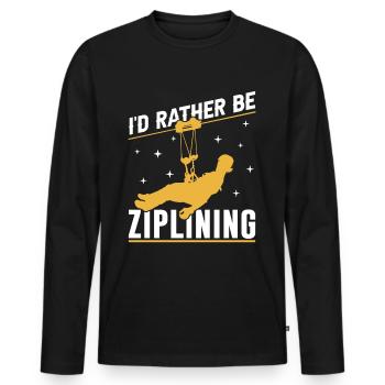 I'd Rather Be Ziplining Zipline Sport Seilrutsche - Männer Premium Bio Langarmshirt - Schwarz - Vorne - Nico (187cm)