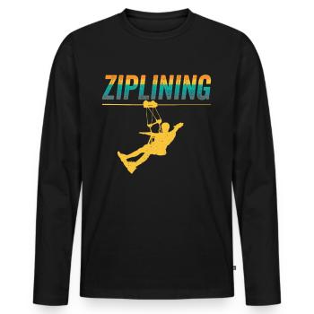 Ziplining Sport Zipline Seilrutsche Sprüche - Männer Premium Bio Langarmshirt - Schwarz - Vorne - Nico (187cm)