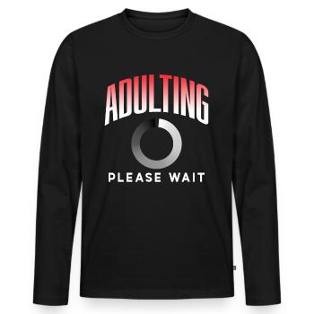Grandir s’il vous plaît attendre anniversaire puberté - T-shirt manches longues Premium bio Homme - noir - Devant - Nico (187cm)