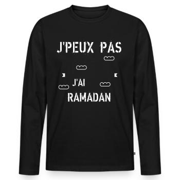 J Peux pas j ai Ramadan - T-shirt manches longues Premium bio Homme - noir - Devant - Nico (187cm)
