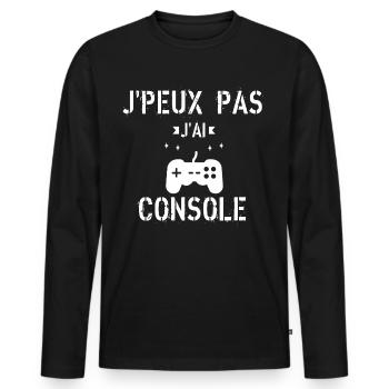 J Peux Pas J ai Console - T-shirt manches longues Premium bio Homme - noir - Devant - Nico (187cm)