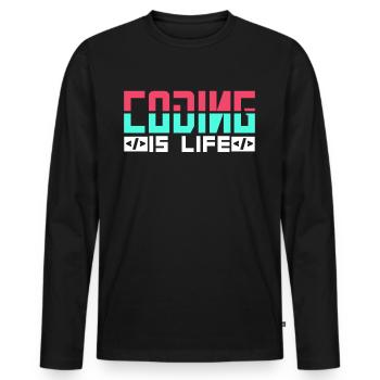 Coding is Life Programmer Coder Code - Men's Premium Organic Long Sleeve Shirt - black - Front - Nico (187cm)