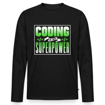Coding Ist Meine Superkraft Coder Programmierer - Männer Premium Bio Langarmshirt - Schwarz - Vorne - Nico (187cm)